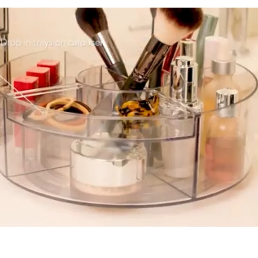 NEW iDesign Clear Plastic Lazy Susan Carousel Turntable Organizer with Dividers